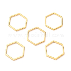 201 Edelstahl verbindet Ringe, Hexagon, golden, 13.5x12x1 mm