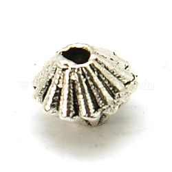 Perline di distanziatore stile tibetano, bicono, argento antico, 5x4mm, Foro: 1 mm