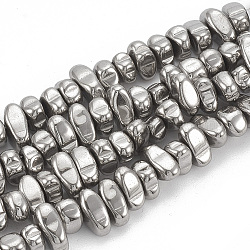 Chapelets de perles en hématite synthétique sans magnétiques, puces, Plaqué Argent, 5~10x4.5~5.5x4mm, Trou: 1mm, Environ 105 pcs/chapelet, 14.9 pouce
