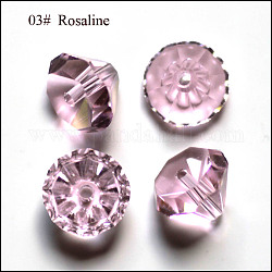 Imitation österreichischen Kristallperlen, Klasse aaa, facettiert, Raute , rosa, 9.5~10x7~8 mm, Bohrung: 0.9~1 mm