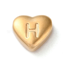 201 perline in acciaio inossidabile, oro, cuore, lettera h, 7x8x3.5mm, Foro: 1.5 mm