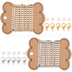 Kits de fabricación de collar de diy chgcraft, Incluyendo cadenas de eslabones hechos a mano de latón y anillos de salto abiertos y cierres  de pinza de langosta, platino y oro, 0.7x0.65x0.05 cm, 2m / set