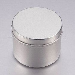 Latas de aluminio redondas, tarro de aluminio, contenedores de almacenamiento para cosméticos, velas, golosinas, con tapa deslizante, Platino, 6x4.75 cm, capacidad: 60ml (2.02 fl. oz)