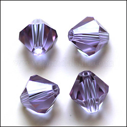 Imitazione branelli di cristallo austriaco, grado aaa, sfaccettato, bicono, viola medio, 10x9~10mm, Foro: 0.9~1.6 mm