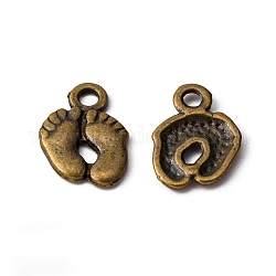 Charms in lega stile tibetano, piede di stampa,  cadmio& piombo libero, bronzo antico, 14x10x2mm, Foro: 2 mm