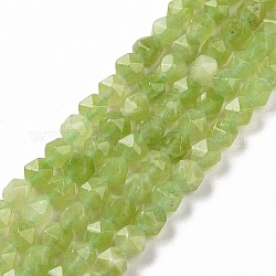 Chapelets de perles de quartz naturel, polygone facettes, teints et chauffée, vert jaune, 7.5~8x8x8mm, Trou: 1.2mm, Environ 48 pcs/chapelet, 15.35 pouce (39 cm)