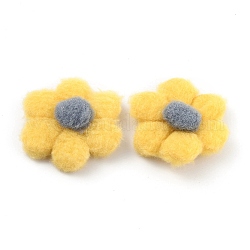 Accessoires en peluche, avec une fleur à six pétales, pour les gants de laine de bricolage et les accessoires pour cheveux, or, 5.6x5.2x1 cm