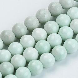 Chapelets de perles d'agate naturelle, teinte, ronde, aigue-marine moyenne, 8mm, Trou: 1mm, Environ 55 pcs/chapelet, 15.7 pouce