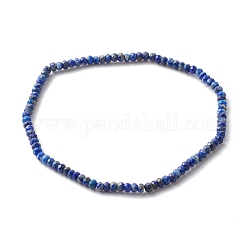 Bracelets extensibles en perles de lapis-lazuli naturelles rondelles à facettes, bijoux de pierre de naissance d'août reiki pour elle, diamètre intérieur: 2-3/8 pouce (6.1 cm)
