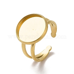 Ion Plating(IP) 304 Stainless Steel Cuff Ring Settings, Round, Golden, Tray: 14mm, 2.8~7.5mm, Inner Diameter: 18mm