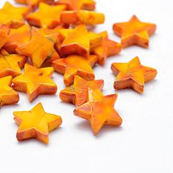 Строковые акриловые бусины, окрашеные, звезда, оранжевые, 13.5x14.5x4 мм, отверстие : 1 мм, Около 1200 шт / 500 г