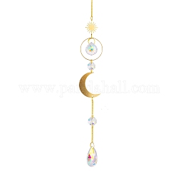 Decoraciones colgantes de cristal, atrapasoles colgantes, con fornituras de latón, para la decoración casera, Patrón de luna, 430mm