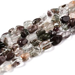 Chapelets de perles en quartz lodolite naturel, pépites, pierre roulée, 5~8.5x5.5~7x3.5~4mm, Trou: 0.7mm, Environ 64 pcs/chapelet, 16.34 pouce (41.5 cm)