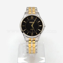 Relojes de pulsera de cuarzo de aleación de dos tonos para hombres clásicos de moda, con correas de reloj de acero inoxidable, el color y el oro de acero inoxidable, 75mm
