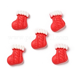 Undurchsichtige Cabochons aus weihnachtlichem Harz, Socke, rot, 22.5x16.5x7 mm