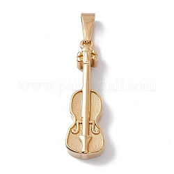 Chapado en vacío 304 colgantes de acero inoxidable, encanto de instrumento musical, violín, dorado, 40.5x12.5x6.5mm, agujero: 9x4 mm