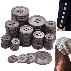 120 botón de concha natural de 4 agujeros de 4 estilos., plano y redondo, gris pizarra, 10~20x2mm, agujero: 1.5~1.8 mm, 30 piezas / style