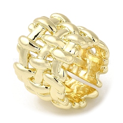 Латунные открытые кольца манжеты, Плетеное широкое кольцо для женщин, реальный 18k позолоченный, 18 мм, внутренний диаметр: 15 мм