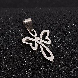 201 Stainless Steel Angel Pendants, Stainless Steel Color, 35x19x1.5mm, Hole: 5x8mm