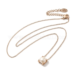 Natural Pearl Pendant Necklace with 304 Stainless Steel Chains, Light Gold, 17.99 inch(45.7cm)