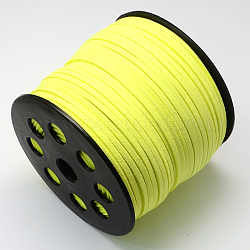 Экологичный шнур из искусственной замши, искусственная замшевая кружева, желтые, 3.0x1.4 мм, около 98.42 ярда (90 м) / рулон