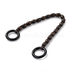 Bracelet en perles de bois en forme de tonneau avec doubles anneaux, brun coco, 14-3/4 pouce (37.5 cm)