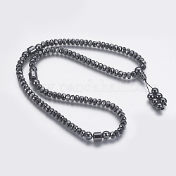 Nicht magnetische synthetische Hämatit Mala Perlen Halsketten, buddhistisch Halsketten, facettiert, Abakus, 25.1 Zoll (64 cm)