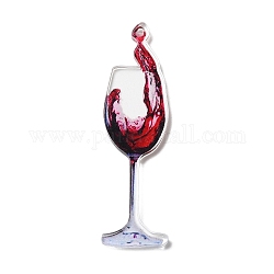 Colgante grande de acrílico, copa de vino, de color rojo oscuro, 61x17x2.5mm, agujero: 1.5 mm