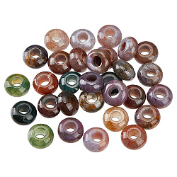 Arricraft 30 pz perline di agata indiana naturale, perline con foro grande, rondelle, 14x8mm, Foro: 6 mm