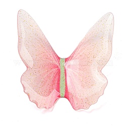 Transparente Harzcabochons, Glitzer-Schmetterling, rosa, 37x36x8 mm