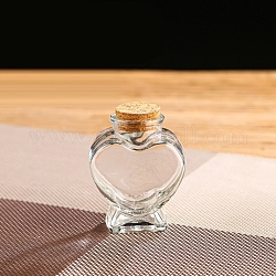 ガラス瓶  ウィッシングボトル  コルク栓付き  ハート  透明  6x8.1cm  容量：80ml（2.71fl.oz）