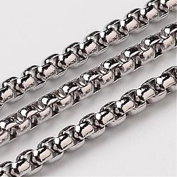 304 Stainless Steel Box Chains, Unwelded, Square, Stainless Steel Color, 2x2.5x2mm