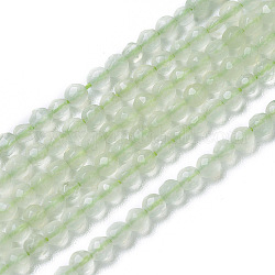 Natural New Jade Beads Strands, Faceted, Round, 3~3.5x2~3.5mm, Hole: 0.2mm, about 120~189pcs/strand, 16.2~16.4 inch(41.3~41.7cm)
