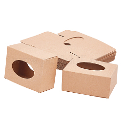 Boîte en papier kraft, avec fenêtre, pas de revêtement en plastique, rectangle, tan, 7.3x9.9x4.7 cm, 30 pièces / kit