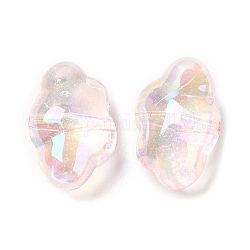 Placage uv perles acryliques irisées arc-en-ciel transparentes, nuage, rose brumeuse, 26x17x13mm, Trou: 2.1mm