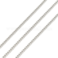 304 in acciaio inox catene curb, per la creazione di gioielli fai da te, con la bobina, saldato, colore acciaio inossidabile, 2.4x1.9x0.5mm, circa 32.8 piedi (10 m)/rotolo
