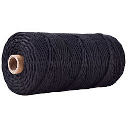 Хлопчатобумажные нитки для вязания поделок, чёрные, 3 мм, около 109.36 ярда (100 м) / рулон