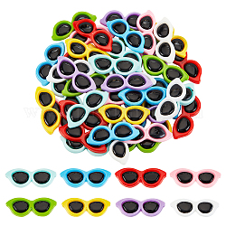 Globleland 96pcs cabochons en résine opaque 8 couleurs, lunettes de soleil, couleur mixte, 15x40x4mm, 12 pcs / couleur
