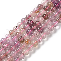 Fili di perle di quarzo rutilato viola naturale, tondo, 6mm, Foro: 0.9 mm, circa 60~61pcs/filo, 15.35''~15.55'' (39~39.5 cm)