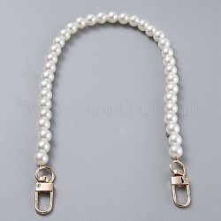 Taschenkettenriemen, mit ABS-Kunststoffimitat-Perlenperlen und Drehverschlüssen aus hellgoldener Zinklegierung, für Taschenersatzzubehör, weiß, 41 cm
