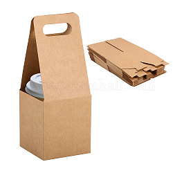 Boîte en papier kraft pour porte-gobelet, carrée, blé, 9x9x24 cm