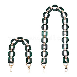 Givenny-eu 2pcs poignée de sac acrylique ovale et carrée, avec accessoire en alliage, accessoires de remplacement de sac, vert foncé, 42.5~91.5 cm, 2 pièces / kit