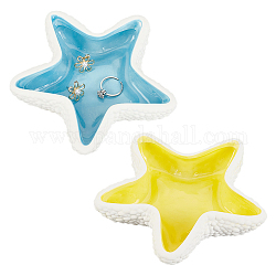 Globleland 2 Uds bandeja de joyería soporte de exhibición de anillo forma de estrella de mar placa de joyería de cerámica para sujetar anillos collares pendientes bandeja de exhibición soporte de almacenamiento