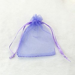 Organza Gift Bags, Jewelry Mesh Pouches for Wedding Party Christmas Gifts Candy Bags, with Drawstring, Rectangle, Medium Purple, 7x9cm