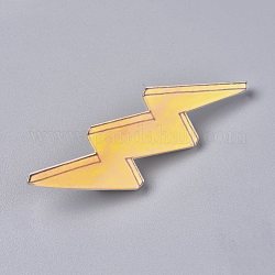 Acrylic Badges Brooch Pins, Cute Lapel Pin, for Clothing Bags Jackets Accessory DIY Crafts, Lightning, Yellow, 69x21x8mm, Pin: 0.8mm