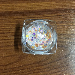 Glänzendes Nail Art Dekorationszubehör, mit Glitzerpulver und Pailletten, diy sparkly paillette Tipps Nagel, orange, 1~3.5x1~3.5 mm, ca. 0.8 g / Kasten
