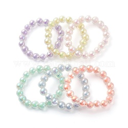 Bracelet extensible en perles acryliques transparentes pour enfants, Perle en bourrelet, ronde, couleur mixte, 3/8 pouce (0.95 cm), diamètre intérieur: 1-3/4 pouce (4.5 cm)