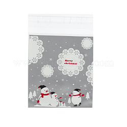 Rectangle OPP Cellophane Bags for Christmas, Gray, 13.9x9.9cm, Unilateral Thickness: 0.035mm, Inner Measure: 11x9.9cm, about 95~100pcs/bag