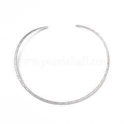 304 Stainless Steel Hammered Wire Necklace Making, Rigid Necklaces, Minimalist Choker, Cuff Collar, Stainless Steel Color, 0.38cm, Inner Diameter: 5-1/2 inch(14cm)