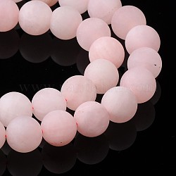 Rose Quartz Strands, Frosted, Round, about 10mm in diameter, hole: 1mm, about 38 pcs/strand, 15.5 inch